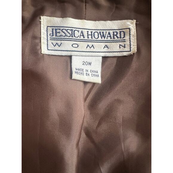 Jessica Howard Brown 20W Brocade Cropped
Open Bell Sleeve Holiday Jacket - Picture 2 of 7